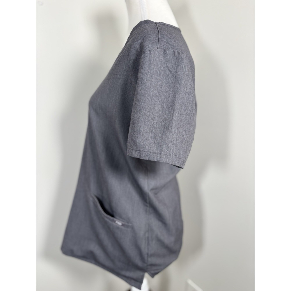 FIGS Casma Three Pocket Scrub Top Womens S Heather Gray Short Sleeve V Neck Logo - Picture 3 of 7